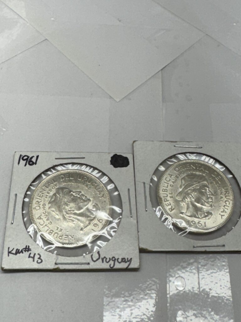 Read more about the article 1961-10 pesos Uruguay  90% Silver Coin -Set of 2 coin-silver coin