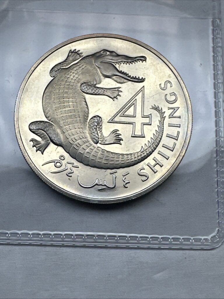 Read more about the article The Gambia 4Shillings Coin 1966 Crocodile British Elizabeth II Africa Four Proof