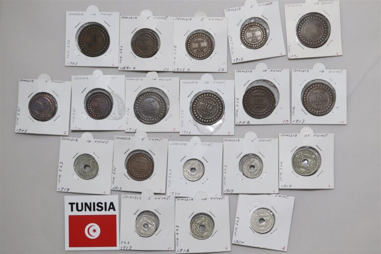 Read more about the article 🧭 🇹🇳 TUNISIA 19 OLD COINS COLLECTION B84 #795 CG27