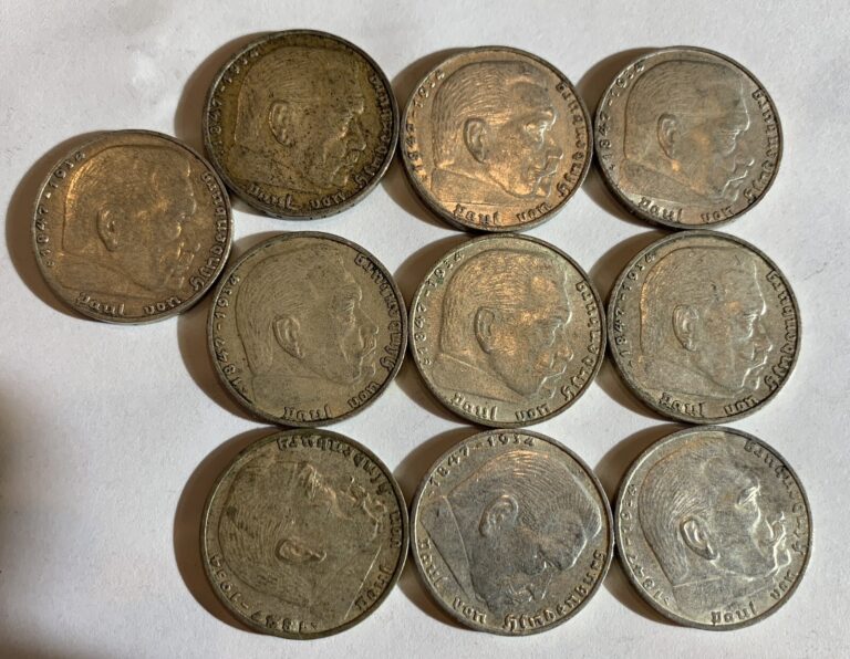 Read more about the article WWII 2 Mark German Silver Coin Third Reich Reichsmark  X 10 Coins Lot