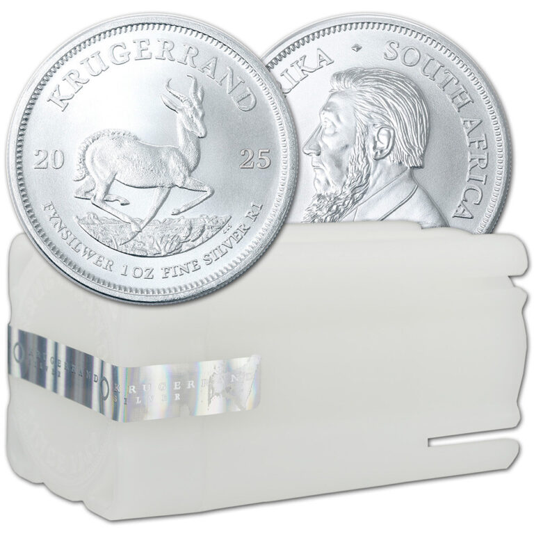 Read more about the article 2025 South Africa Silver Krugerrand 1 oz 1 Rand – BU 1 Roll Twenty Five 25 Coins