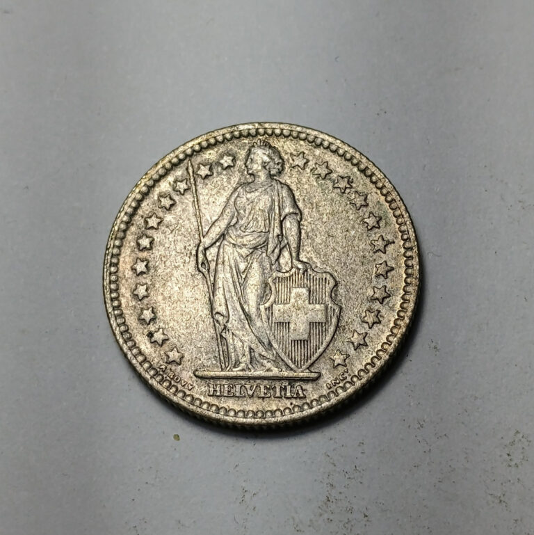 Read more about the article 1957-B Switzerland 2 Francs – Silver – Vintage Coin – Helvetia