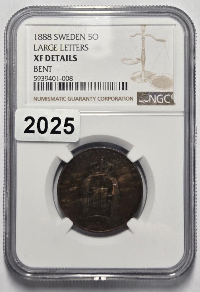 Read more about the article 1888 SWEDEN LARGE LETTERS 5O NGC XF DETAILS Certified Coin