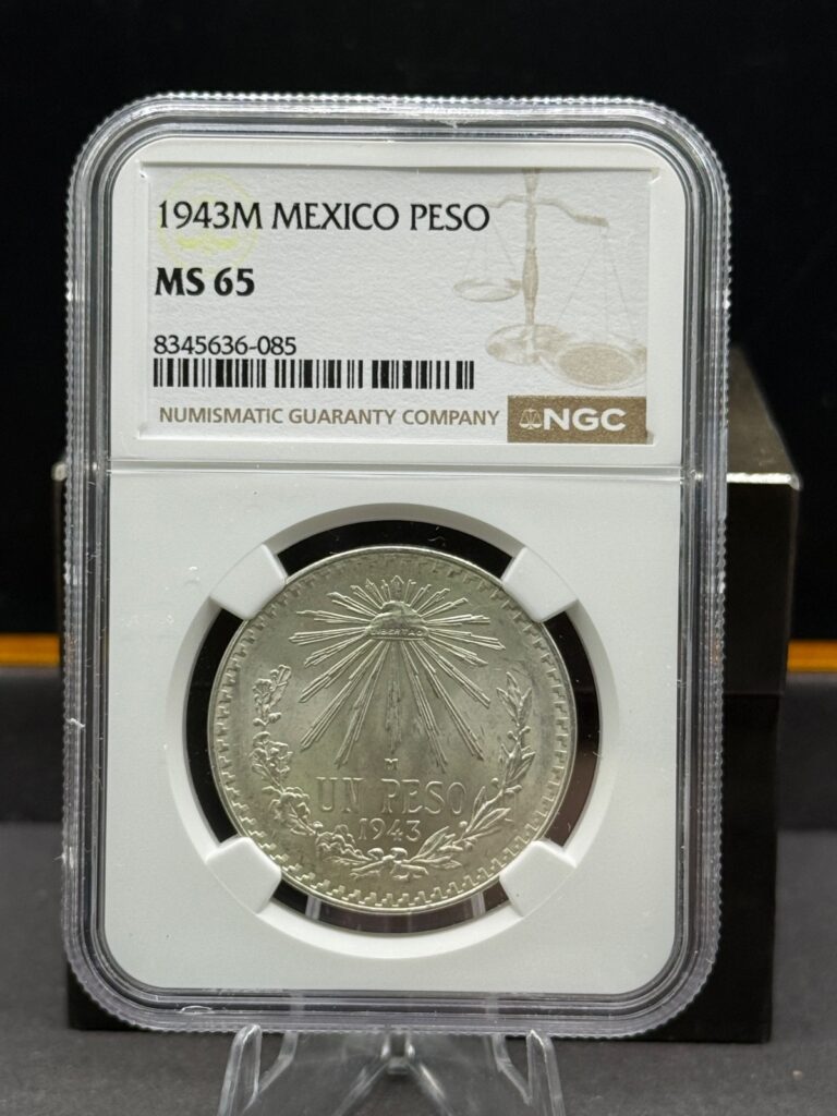 Read more about the article 1943 Mexico 1 Peso Silver Coin – NGC MS65