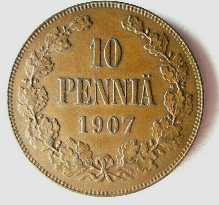 Read more about the article 1907 FINLAND 10 PENNIA – AU/UNC – KEY COIN – HUGE VALUE – FREE SHIP – Bin #406