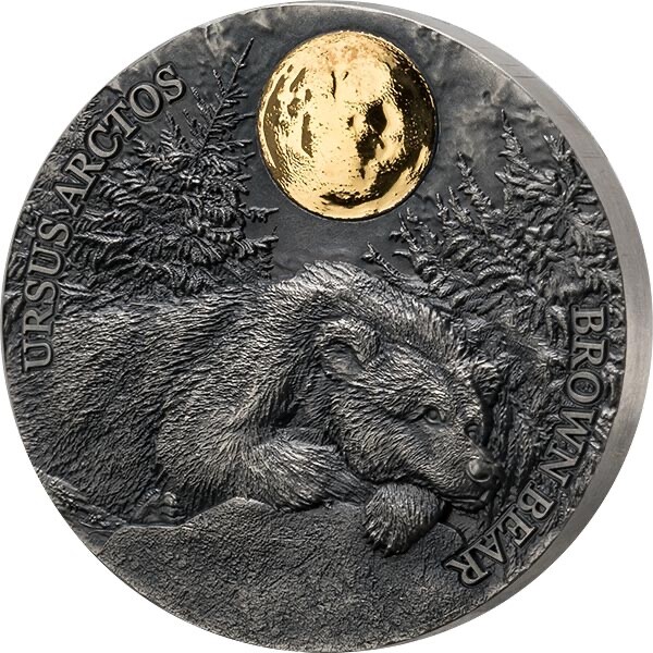 Read more about the article 2021 Ghana Brown Bear Silver Coin Wildlife in the Moonlight High Relief RARE