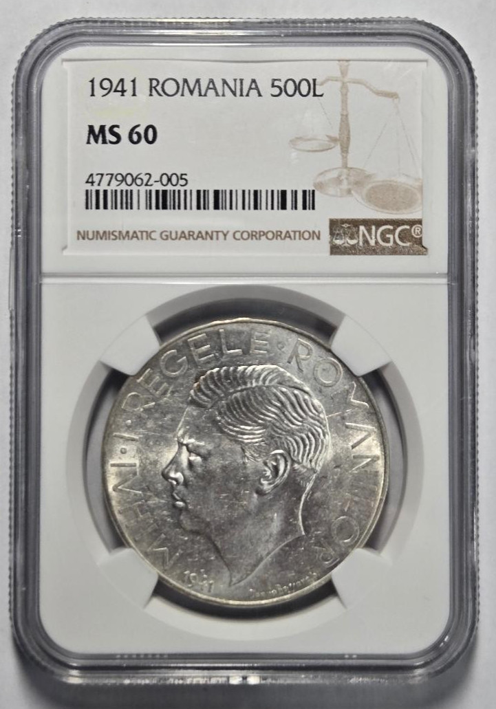Read more about the article 1941 ROMANIA 500 LEI NGC MS 60 Certified Coin