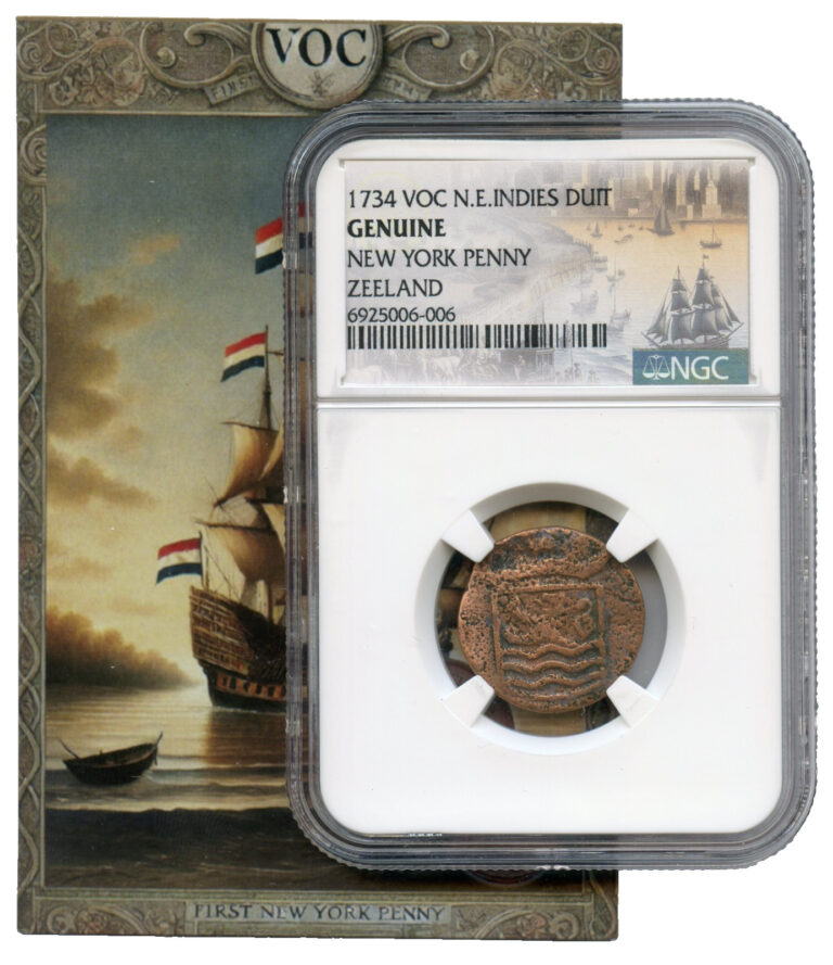 Read more about the article 1734-1786 First New York Penny NGC Genuine NE Indies VOC Duit Zeeland Coin JR200