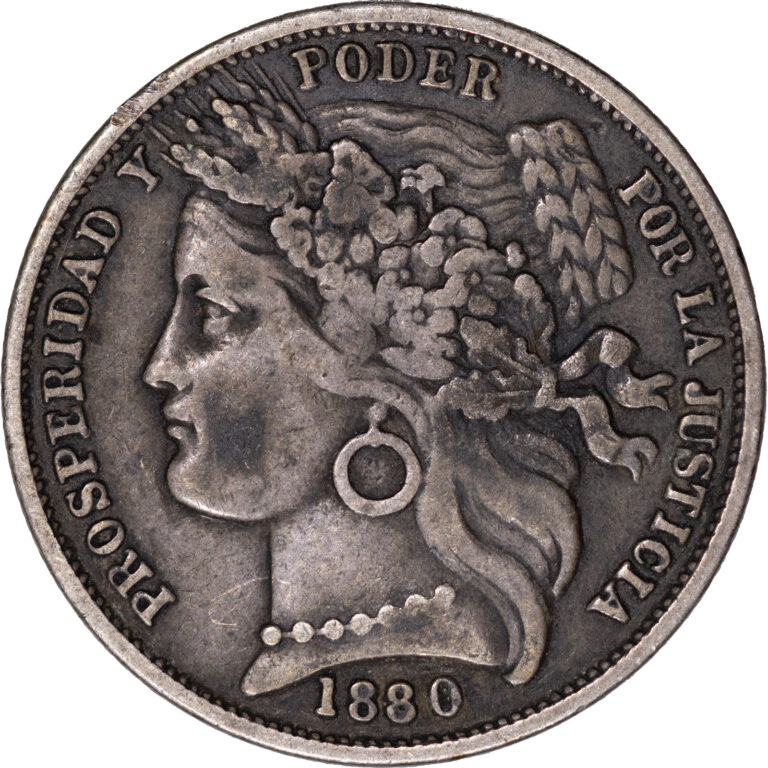 Read more about the article 1880 Peruvian One Peseta  90% Silver 5g – “Prosperidad y Poder” ~ Circulated