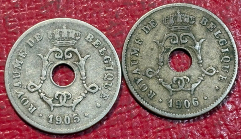 Read more about the article 2-VERY NICE  BELGIUM 10 CENTIMES-1905/1906 COINS-DEC256
