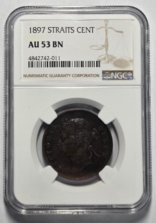 Read more about the article 1897 STRAITS SETTLEMENTS 1 CENT NGC AU 53 BN Certified Coin
