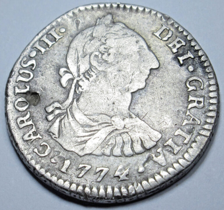 Read more about the article 1774 Spanish Bolivia 1 Reales Genuine Antique US Colonial Pirate XF Details Coin
