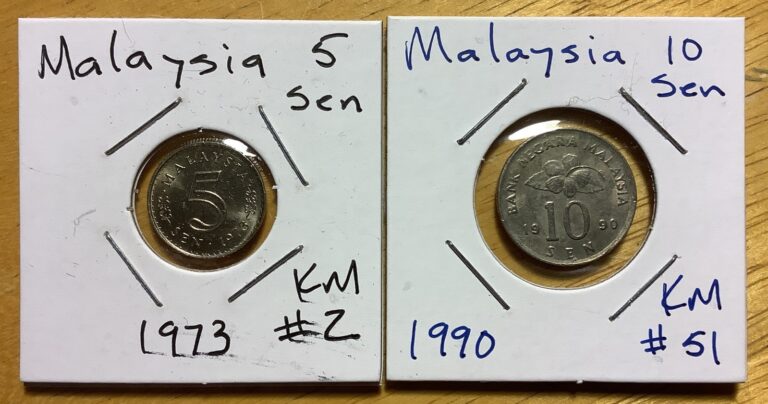 Read more about the article Malaysia Coin Lot: 2 – 5 Sen 1973 and 10 Sen 1990 – World Coins – Vintage