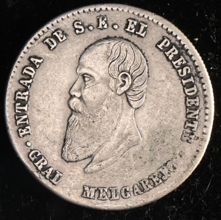 Read more about the article BOLIVIA. Silver Medallic 1/2 Melgarejo 1867 Nice!