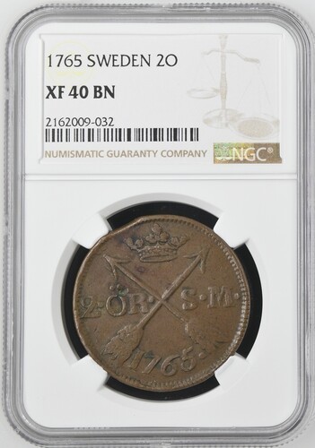 Read more about the article 1765 SWEDEN 2O NGC XF 40 BN Certified Coin