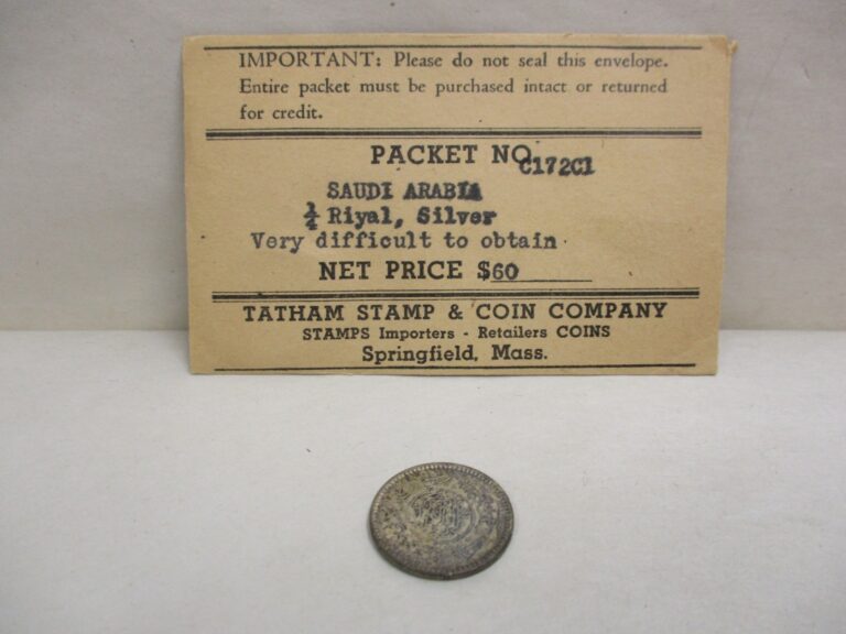 Read more about the article Collectible Vintage Tatham Coin Packet #C172C1 Saudi Arabia 1/4 Riyal Silver