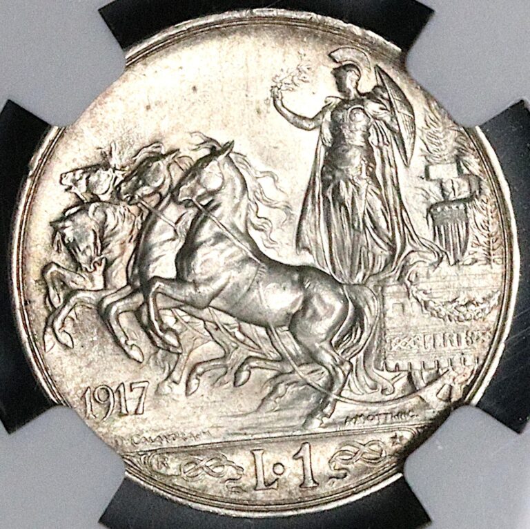 Read more about the article 1917 NGC MS 64 Italy 1 Lira Horses Chariot Mint State Silver Coin (25121802C)