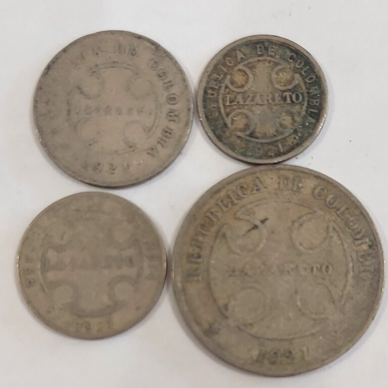Read more about the article 1921 Colombia Leper Colony (Lazareto) Coins – 2  5  10 and 50 Centavos