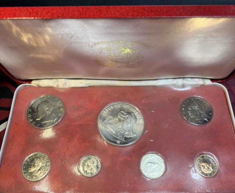 Read more about the article 1973 Liberia Proof 7 Coin Set with 1 Oz Silver Elephant Coin Only 10 542 Minted
