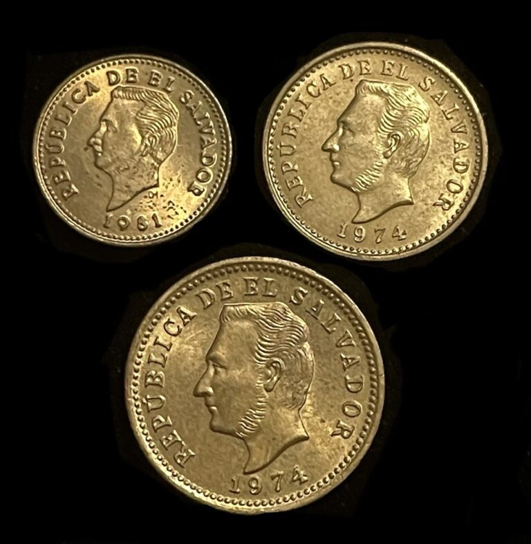 Read more about the article EL SALVADOR LOT OF 3 COINS~1  2  and 3 CENTAVOS BRASS UNCIRCULATED (2) 1974 and 1981