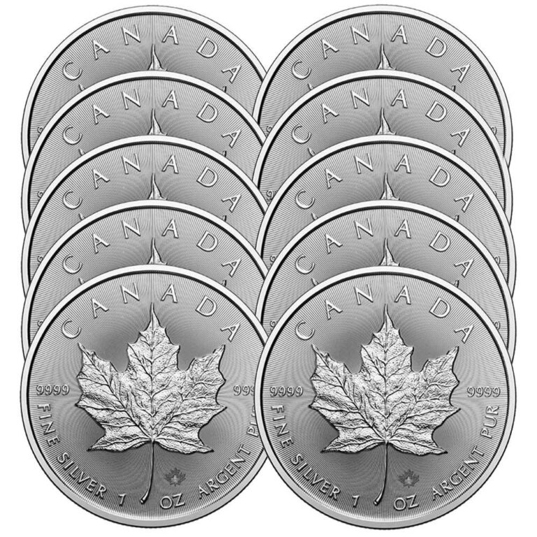 Read more about the article Lot of 10 – 2025 $5 Silver Canadian Maple Leaf 1 oz BU
