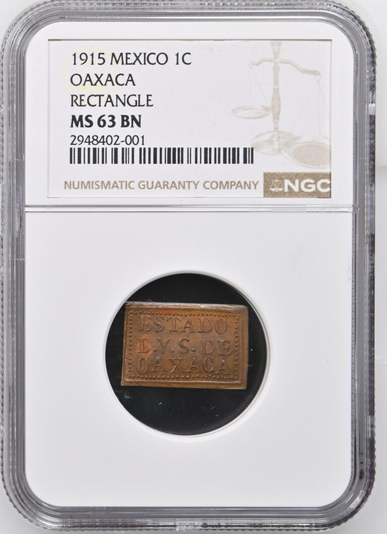 Read more about the article 1915 Mexico 1C Oaxaca Rectangle MS 63 BN