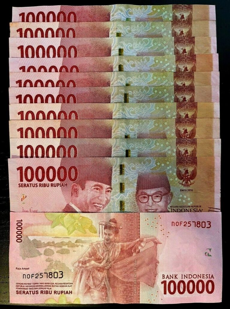 Read more about the article INDONESIAN RUPIAH 100 000 X 10 = 1 Million 1 000 000 INDONESIA NOTE Cir USA SHIP