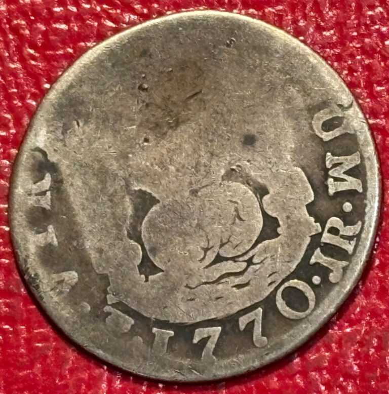 Read more about the article VINTAGE 1770 PTS JR BOLIVIA SILVER 2 REALES COIN-5.6 GRAMS OF SILVER DUE TO WEAR