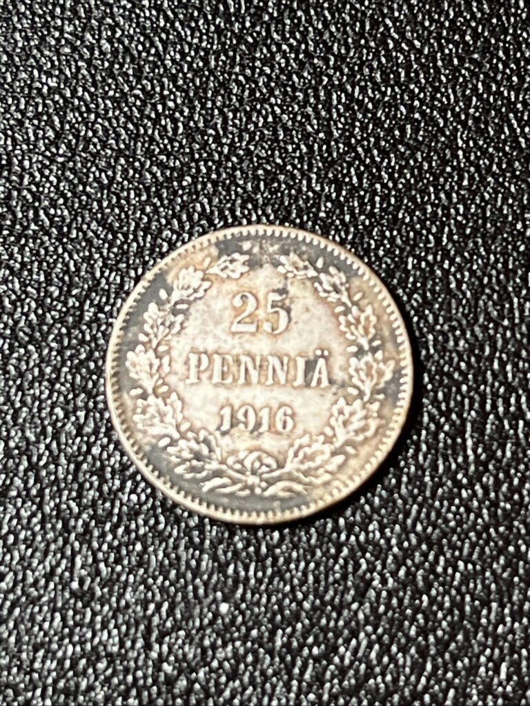 Read more about the article FINLAND COIN 1916 25 PENNIA  SILVER