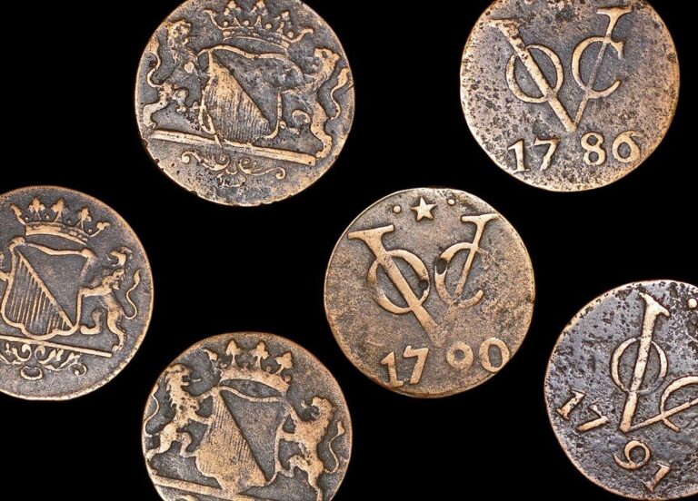 Read more about the article Set of 6 Dutch East India Company Duit Copper Coins 1726-1793 Utrecht