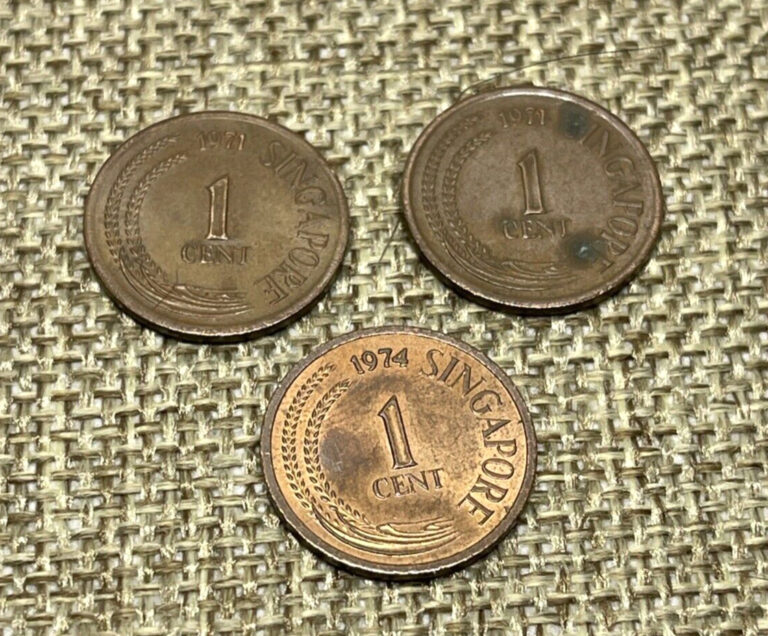 Read more about the article Singapore 1 Cent Coins – Lot of 3 – 1971 x2  1974 x1