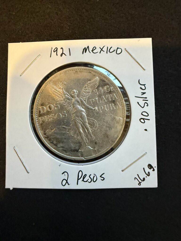 Read more about the article 1921 Mexico .90 Silver 2 Pesos Centennial of Independence 26.6g