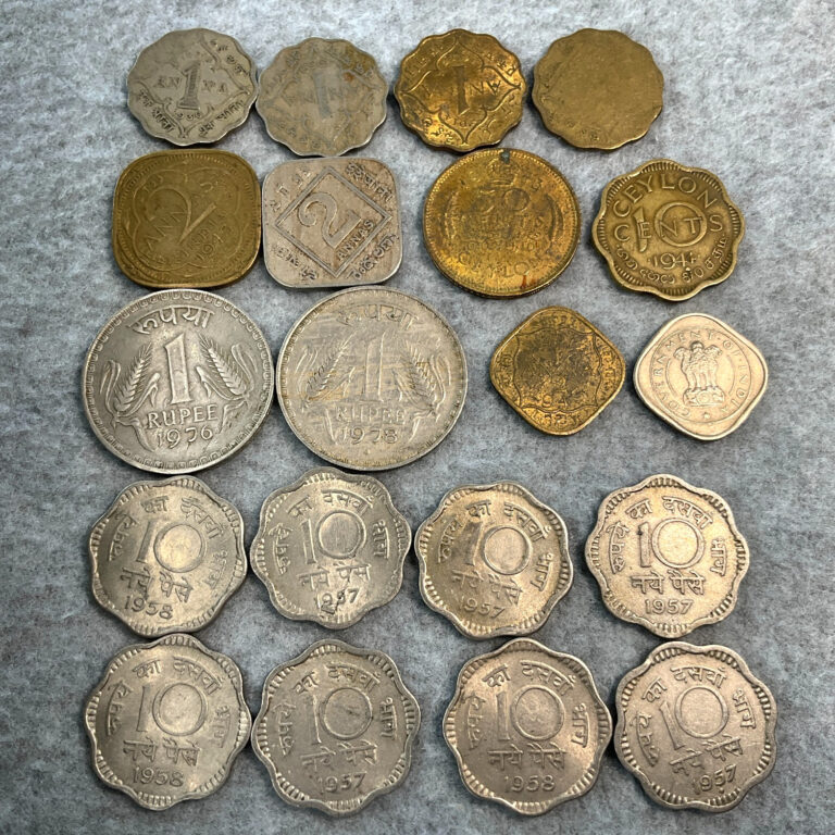 Read more about the article Mixed Coin Lot(20):  1935/1945 BRITISH INDIA 2 ANNAS  Ceylon Sri Lanka You Grade