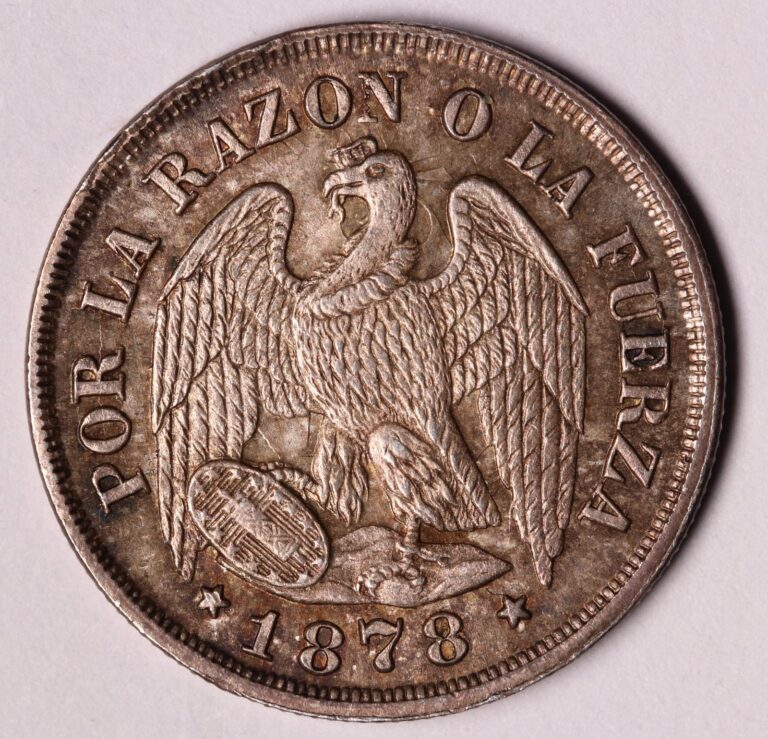 Read more about the article 1878 Chile Silver Decimo Coin KM# 136.2 Mintage 512k EF