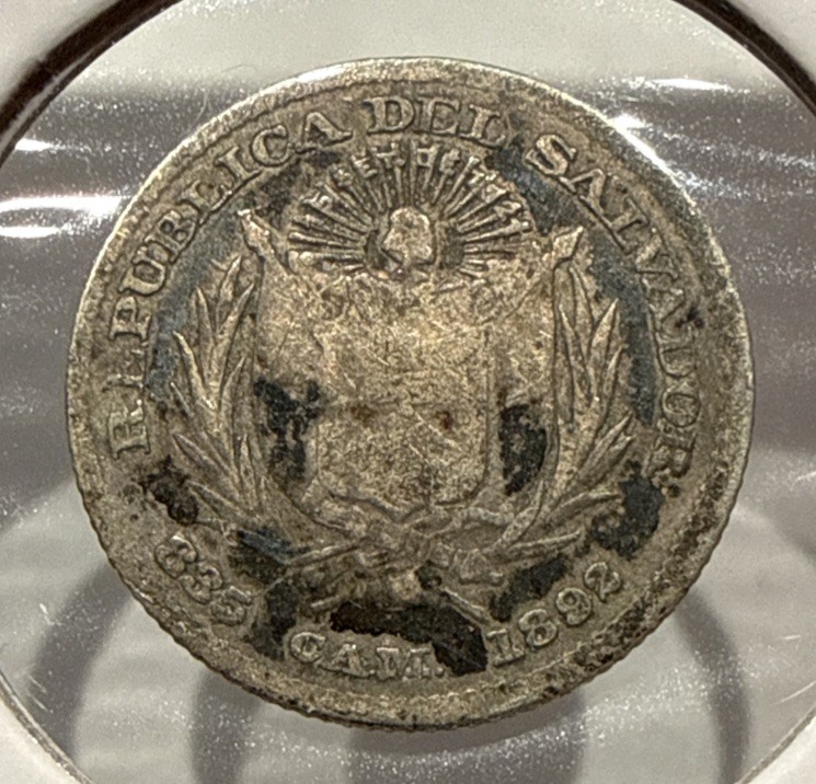 Read more about the article 1892 5 Centavos El Salvador Silver 5C Coin