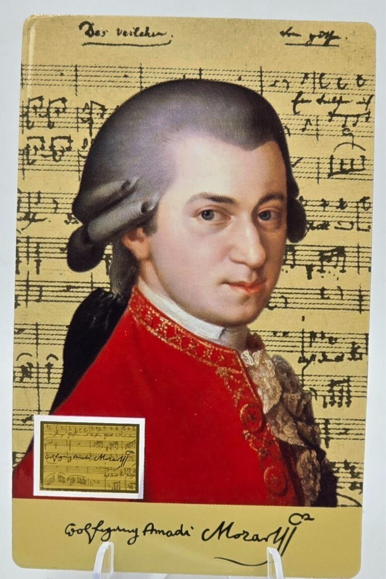 Read more about the article Mozart Classical Composer 1/1000 Oz Gold Coin card