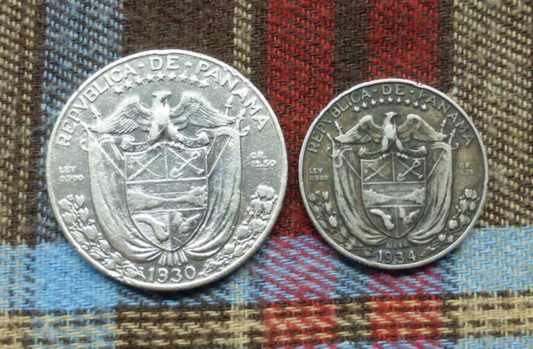 Read more about the article 2 Republic of Panama 90% Silver Coins  1930 1/2-Balboa and 1934 1/4-Balboa