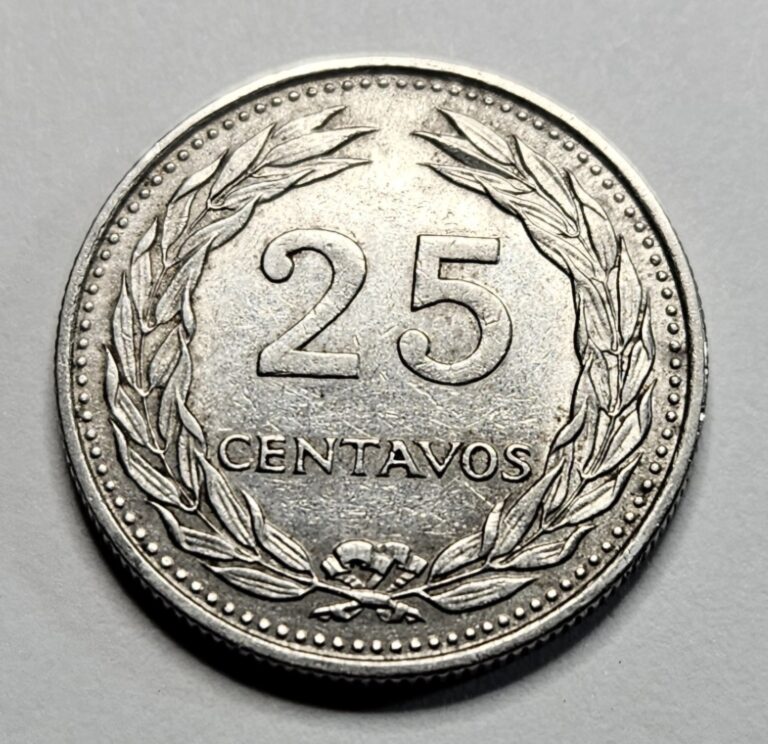 Read more about the article 1970 El Salvador 25 Centavos – Salvadorian Coin – Nickel – World Coin