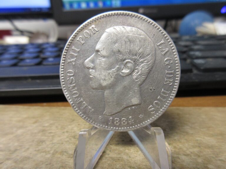 Read more about the article 1884 Spain 5 Pesetas .900 Silver Coin KM# 688