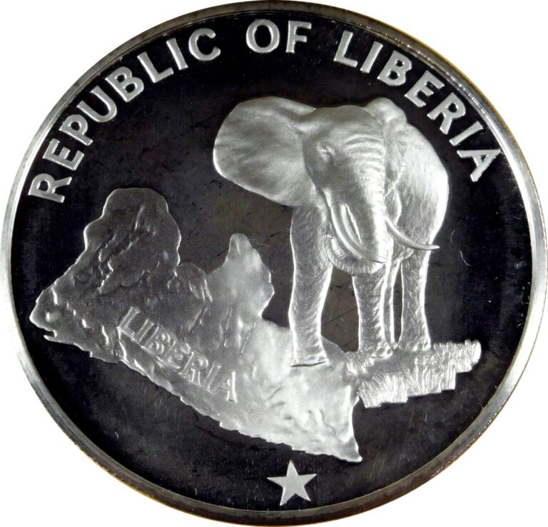 Read more about the article LIBERIA $5 1975 SILVER PROOF ~ ELEPHANT and MAP ~ 9 000 MINTAGE ~ GEM PROOF