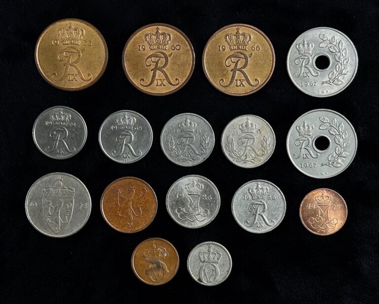 Read more about the article OLD Denmark Norway Coin LOT * 1955-1986 Danish Norwegian 1 5 10 25 50 ORE Coins