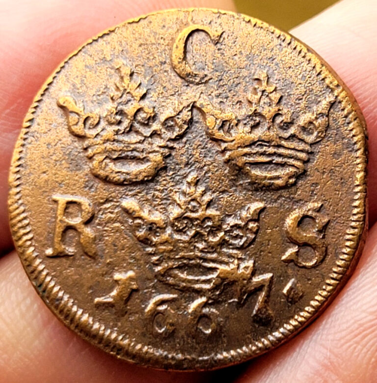 Read more about the article 1667 DELAWARE FUR TRADE Sweden 1/6 Ore TREASURE COIN