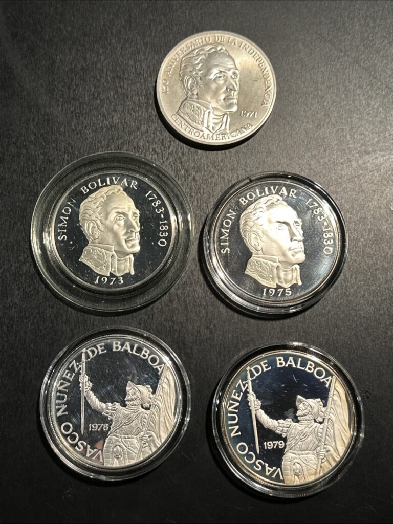 Read more about the article (5) PANAMA 20 BALBOA – 656 Grams 23.1 Oz. Melt =21.05X.925XSPOT ~ $1650