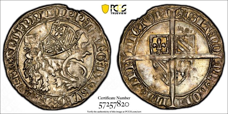 Read more about the article Belgium Flanders Philip II (1384-1404) Silver Double Gros PCGS AU DET. Rob.-8301