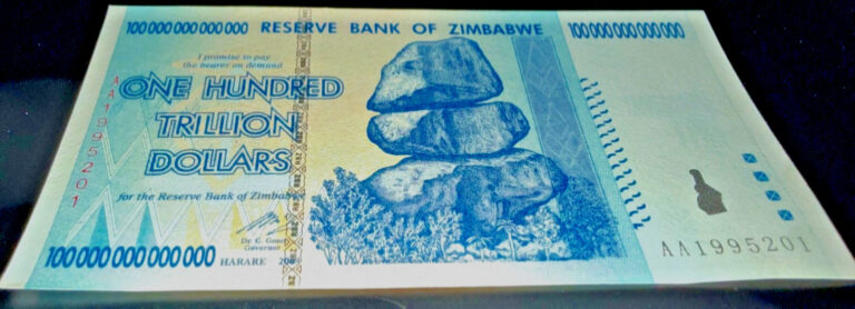 Read more about the article Zimbabwe 100 Trillion Dollars 2008 AA P-91 Banknote New UNC Zim Currency w/COA