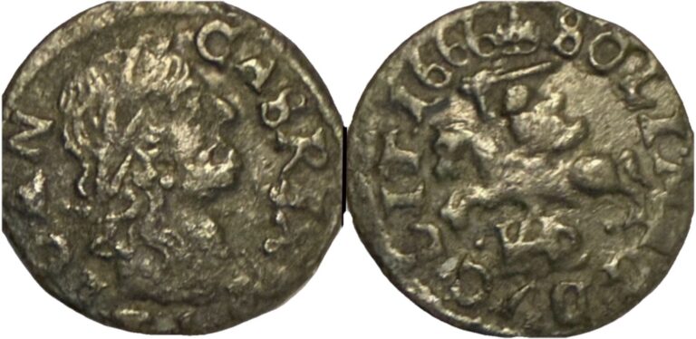 Read more about the article 1666 Lithuania John II Casimir Vasa Copper Schilling KM 50
