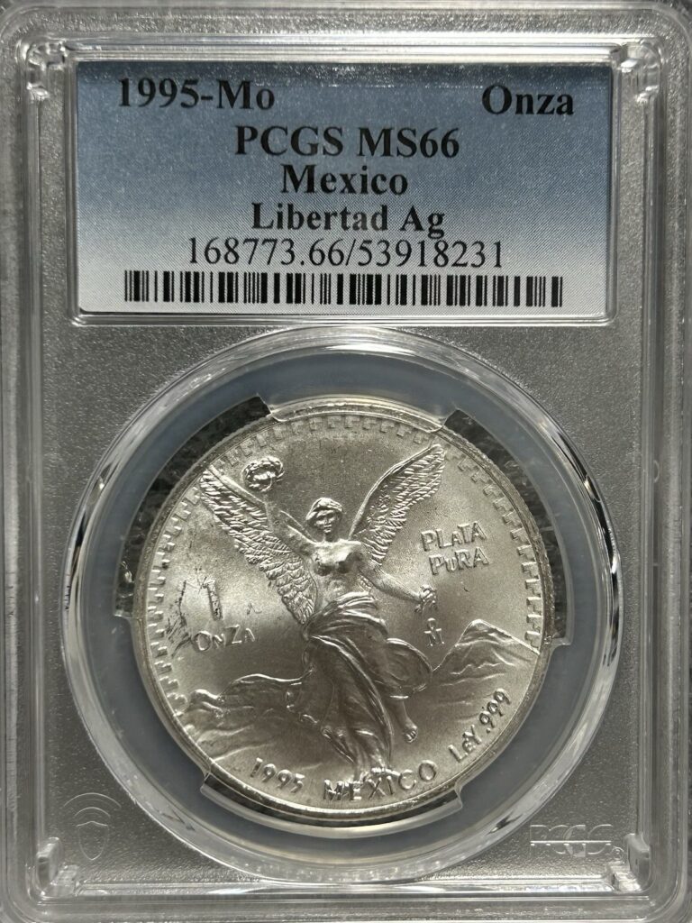 Read more about the article 1995-Mo Mexico Silver Libertad Ag Onza PCGS MS66 SPECIAL COIN!