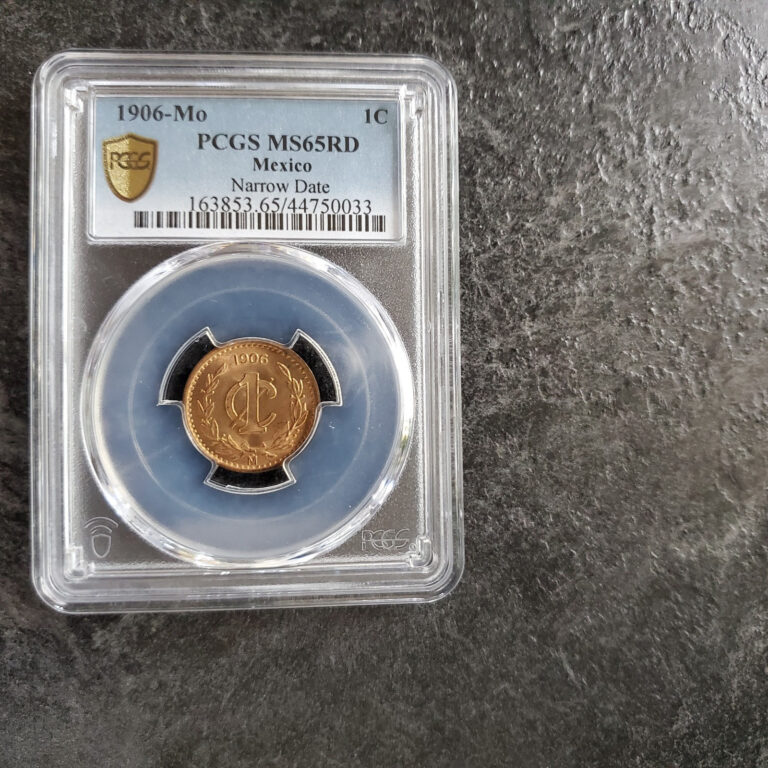 Read more about the article 1906-Mo Mexico 1 Centavo PCGS MS65RD NARROW DATE   #033