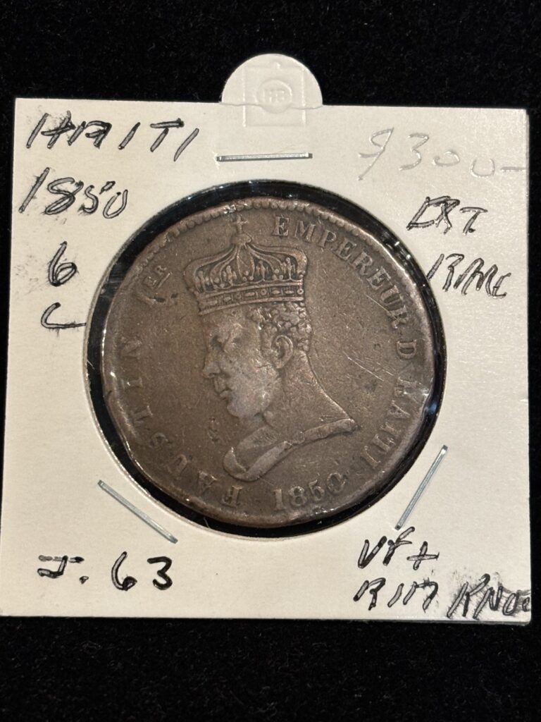 Read more about the article HAITI 6-1/4 Centimes 1850  KM#38  Circulated  Good Details/Rim Rings.  A2