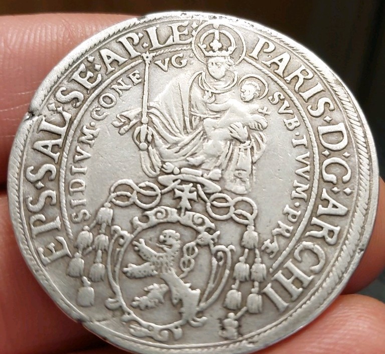 Read more about the article Foreign/World Silver Austria Salzburg Madonna With Child Thaler 1624 W/Luster